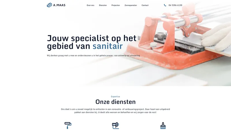 Website van A. Maas Installatie & Badkamer Renovatie