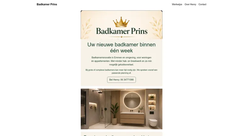 Website van Badkamer Prins