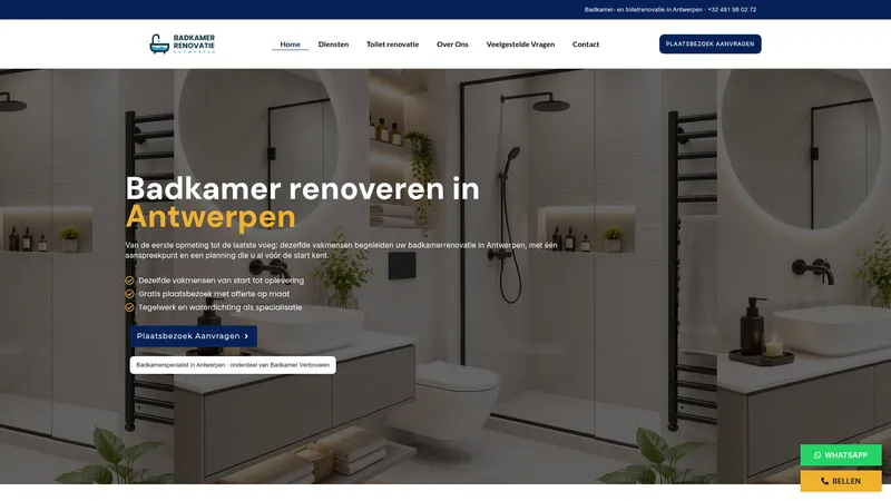 Website van Badkamer Renovatie Antwerpen