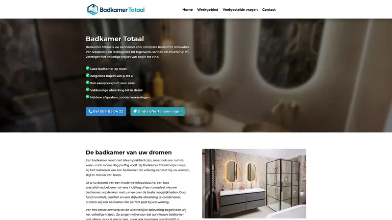 Website van Badkamer Totaal Rotterdam