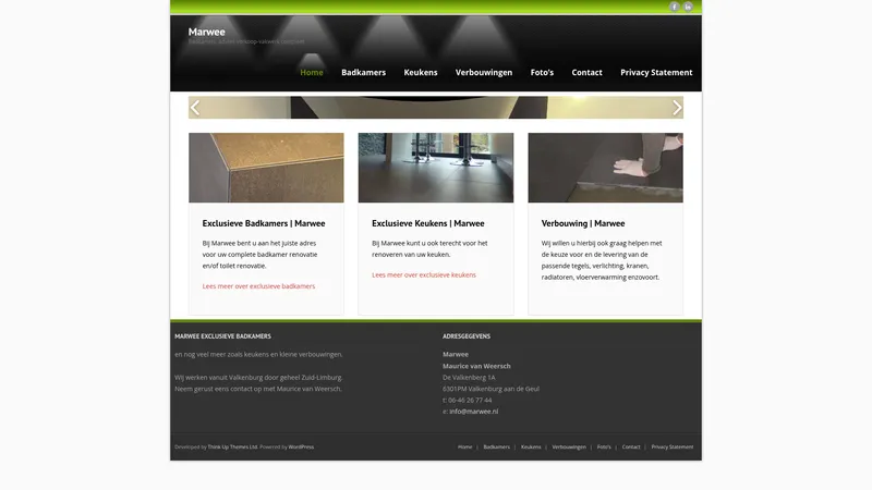 Website van Badkamers, keukens en verbouwingen | Marwee | regio Maastricht, Meerssen, Bunde