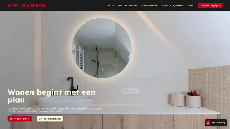 Website van Bart Veulemans BV - Badkamerspecialist