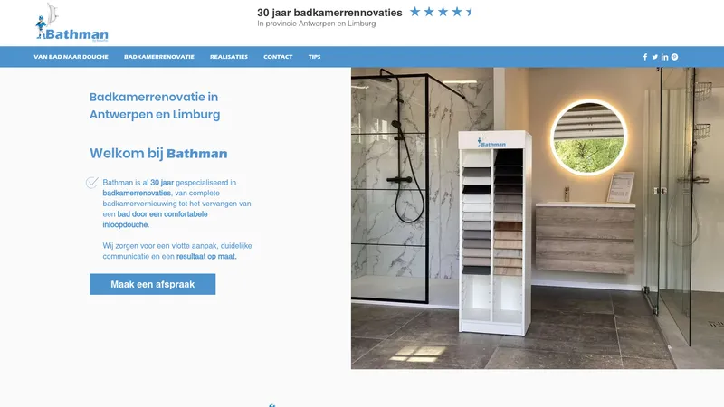 Website van Bathman Badkamerrenovaties