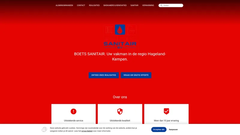 Website van Boets Sanitair BV
