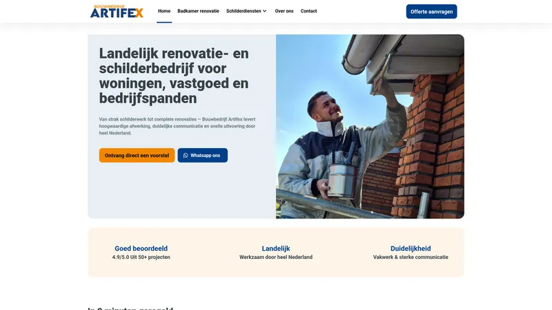 Website van Bouwbedrijf Artifex | Badkamer renovatie & Schilderwerk