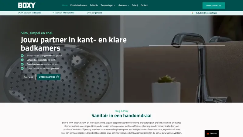 Website van Boxy - Prefab badkamers