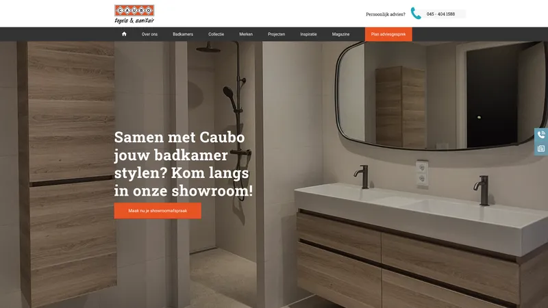 Website van Caubo Tegels & Sanitair