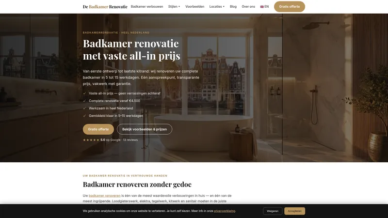 Website van De Badkamer Renovatie