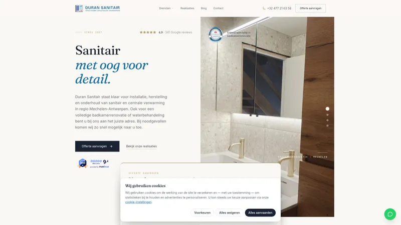 Website van Duran Sanitair