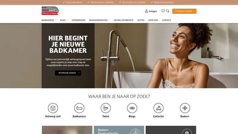 Website van Eveleens Badkamers Haarlem