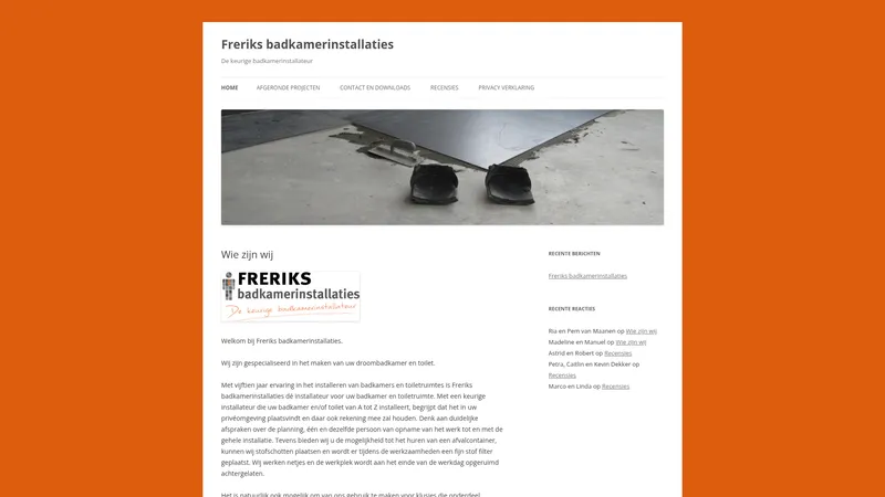 Website van Freriks badkamerinstallaties