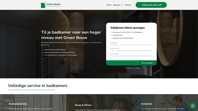 Website van Groen Bouw VOF