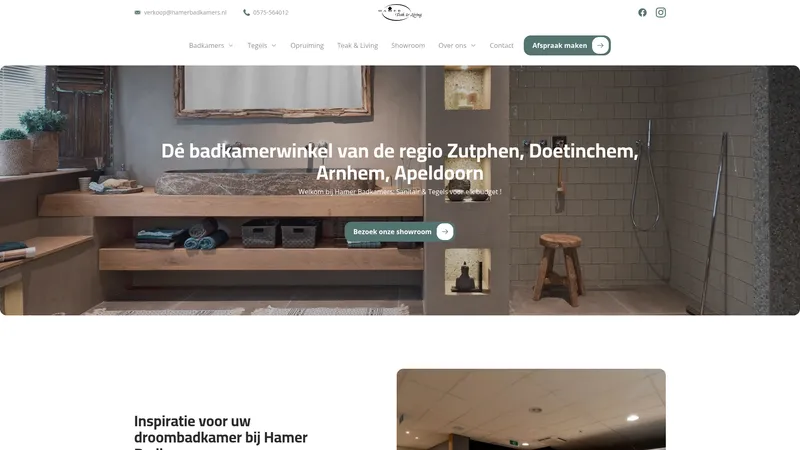 Website van Hamer Badkamers | Badkamers, Sanitair, Wand- en Vloertegels | Brummen | Bad & Body
