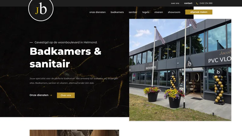 Website van Jacobs Badkamers en vloeren Helmond