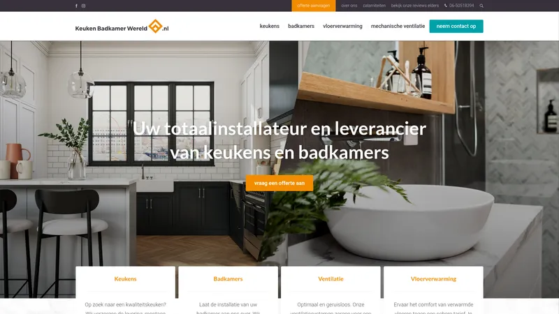 Website van Keuken Badkamer Wereld
