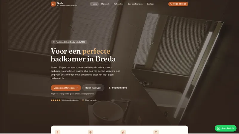Website van Neefs Badkam.renovat. en Tegelwerken