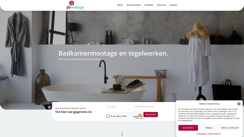 Website van PB Montage Zeeland