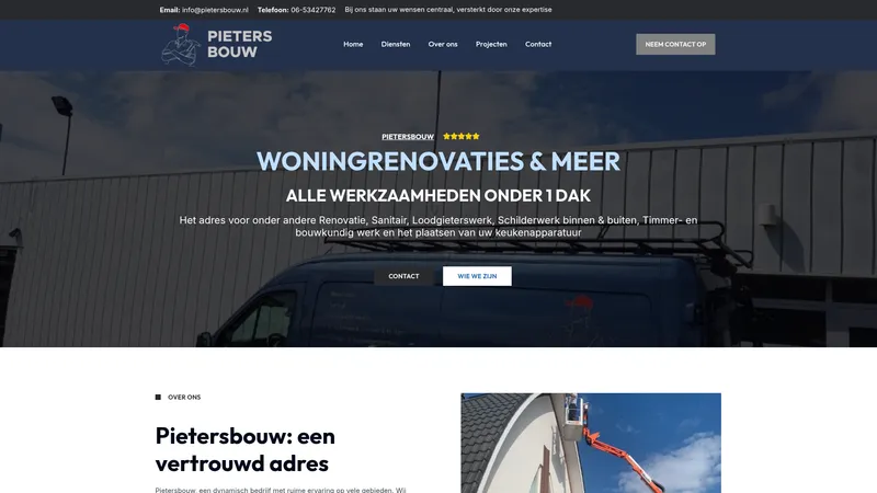 Website van Pieters Sanitaire Installaties Woning Renovaties