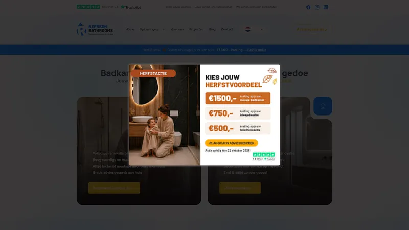 Website van Refresh Bathrooms Lelystad