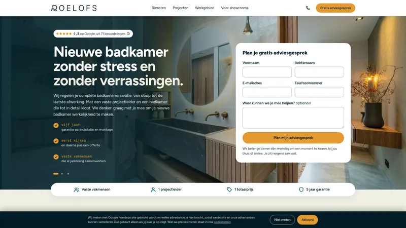 Website van Roelofs Badkamers & Montage