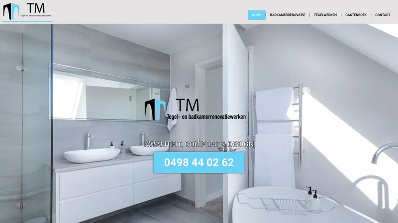 Website van TM Badkamerrenovatie