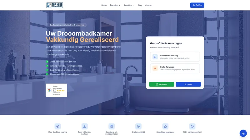 Website van Top Klus Badkamer Renovatie
