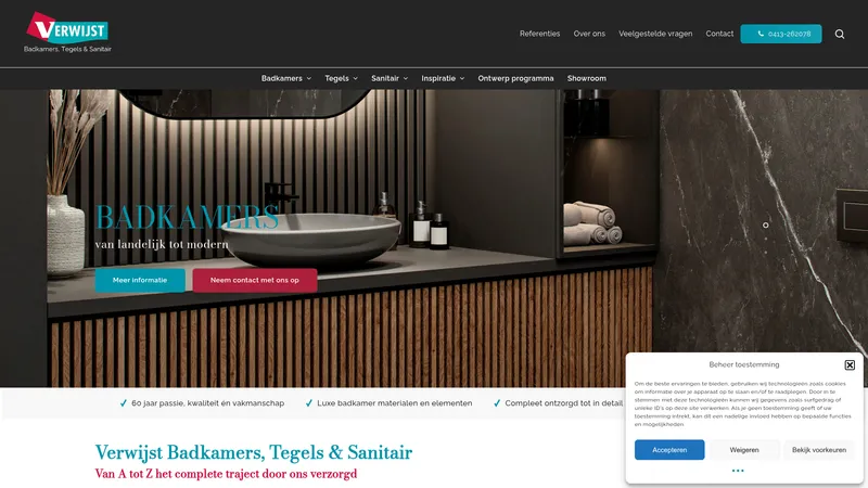 Website van Verwijst Badkamers, Tegels en Sanitair - Showroom