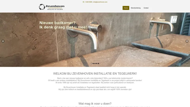 Website van Zevenhoven Installatie en Tegelwerk